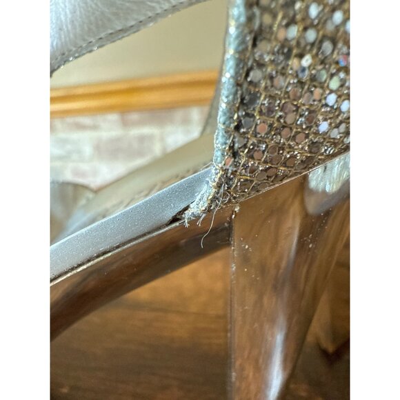 Michael Kors Womens Silver Glitter High Heel Sandals Size 7 - Picture 15 of 16